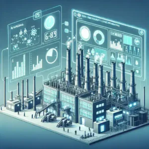 "Diagram showcasing the real-time energy consumption monitoring system for industries, illustrating data analytics, energy metrics, and user interface features for optimized energy management."
