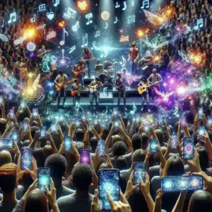 "Snapchat introduces AI filters for real-time AR concerts, showcasing vibrant visual effects enhancing user experience during live events."